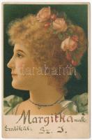 1904 Margitka / decorated lady art postcard. litho (fa)