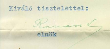 1939 Ravasz László református püspök szignált levele