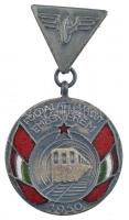 1950. Földalatti Vasút Emlékérem zománcozott, ezüstözött Br kitüntető érem tokban T:2 kis ph, kopott ezüstözés