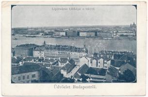 Budapest V. Lipótváros látképe a várról még az Országház (Parlament) megépülése (1885) előtt (EK)