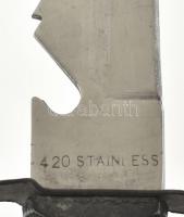 Vadászkés, fém markolattal, hiányzó markolat véggel, h: 27 cm