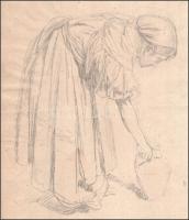 Deák Ébner Lajos (1850-1934): Korsós nő. Ceruza, papír. Jelzett. Proveniencia: Kézdi-Kovács László (...