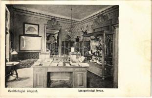 1907 Budapest II. Ornithológiai központ, Igazgatói iroda, belső (Madártani Intézet). Debrői út (ma Hermann Ottó út)