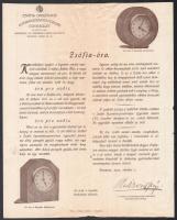 1927 Bp., Zsófia Országos Gyermekszanatórium Egyesület jótékonysági célra készített órájáról szóló tájékoztató