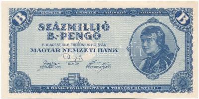 1946. 100.000.000BP T:I- kissebb folt a bankjegy előlapján a portrétól alul jobbra  Adamo P38