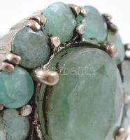 Ezüst (Ag/925) Női gyűrű gyökér smaragddal ékítve. br:5,1g, m:55, jelzett