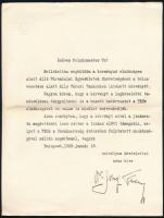 1929 Bp., József Ferenc (1895-1957) főherceg aláírása a polgármesternek címzett levélen