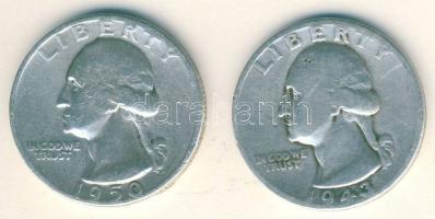 USA 1943-50. 1/4$ Ag "Washington" (2x) T:3,3-