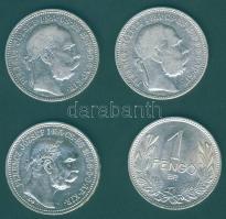 1893-1914. 1K Ag (3x) klf évszámmal + 1938. 1P Ag T:2,2/3,3