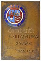 1935. Csillagtúra GYAMC (Győri Automobil és Motor Club) - 1935. IX. 8. részben zománcozott bronz díjplakett (75x50mm) T:2 / Hungary 1935. Star tour GYAMC (Győr Automobil and Motor Club) - 8.09.1935 partially enamelled bronze award plaque (75x50mm) C:XF