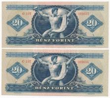 1962. 20Ft (2x) sorszámkövetők "C 197 089853 - C 197 089854" T:I,I-
Adamo F13