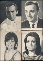 cca 1960-1980 Magyar színészeket, filmjeleneteket ábrázoló nyomtatvány, közte Latinovits Zoltán, Sinkovics Imre, Harsányi Gábor
