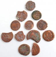 12db III-IV. századi bronzérem T:3 közte törött, patina 12pcs of bronze coin lot from the 3rd-4th century C:F with broken ones in it, patina