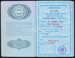 1985 Magyar Népköztársaság által kiállított fényképes útlevél, egyszeri kiutazási engedéllyel, svájc...