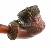 Régi kerámia pipa, faragott szárral, sérülésekkel. h: 41 cm