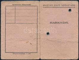 1950 Magyar Úszó Szövetség fényképes igazolványa