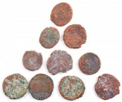 10db III-IV. századi bronzérem T:3 közte törött, patina 10pcs of bronze coin lot from the 3rd-4th century C:F with broken ones in it, patina