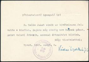 1945 Bp., Svéd Vöröskereszt levelezőlapja