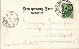 1906 Sarajevo, Türke mit Frau und Mädchen auf der Strasse / Turkish family + "K.U.K. MILIT. POS...