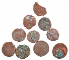 10db III-IV. századi bronzérem T:3 közte törött, patina 10pcs of bronze coin lot from the 3rd-4th century C:F with broken ones in it, patina