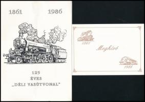 1986 125 éves a Déli Vasút - emléknap meghívó, programleírás, tombolajegy
