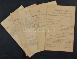 1895 6 db Moson vármegyei jegyzőkönyv gr. Pálffy-Daun Vilmos főispán aláírásával