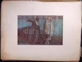 cca 1900 10 db nagyméretű dekoratív erotikus grafika