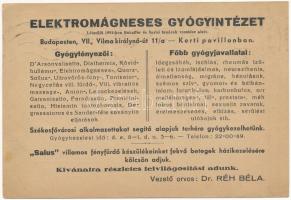 1942 Dr. Réh Béla főorvos Elektromágneses Gyógyintézetének reklámlapja. Budapest VII. Vilma királynő...