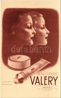 Creme et Poudre Valery. Parfums de Luxe Valery. Lucien Delorme S.R.L. Budapest X. / Valery cold cream and vanishing cream advertisement card s: D. Szabó