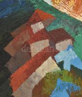 Mustó János (1934-2012): Tavasz. Olaj, farost. jelezve jobbra lent (karcolt szignó). Hátoldalán Képc...