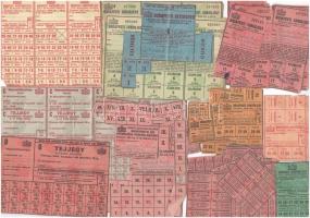 ~1944-1945. 143db vegyes ellátási jegy szelvényben, közte cukor-, tej-, dohány-, zsír-, közellátási, tojás-, húsjegyek + 1940. "Motalkó jegy személygépjármű számára" havi 30 literről T:vegyes
