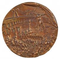 1977. "Lenin / 1917-1977" kétoldalas Br plakett (80mm) T:2