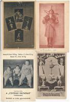 4 db régi cirkuszi képeslap akrobatákkal / 4 pre-1945 postcards of circus acrobats