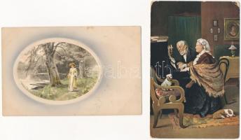 30 db RÉGI művész motívum képeslap / 30 pre-1945 art motive postcards