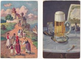 30 db RÉGI művész motívum képeslap / 30 pre-1945 art motive postcards