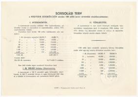 1953. "Negyedik Békekölcsön" nyereménykölcsön 500Ft-ról, szárazpecséttel, sorszám nélkül, ...