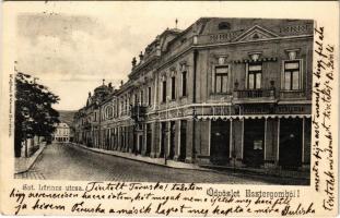 1908 Esztergom, Szent Lőrinc utca, Hotel Korona szálloda és kávéház. Wallfisch S. kiadása (EK)