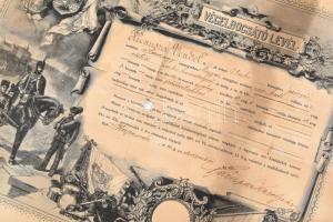 1910 Kaposvár, M. Kir. 19. Honvéd Gyalogezred póttartalékos katonájának végelbocsájtó levele, Morell...