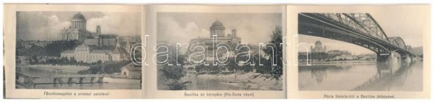 1910 Esztergom, Bazilika és környéke. Keményhátú leporellólap. Fried. Arnold és Fia kiadása + "...