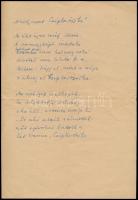 1961 Pannonhalma, Mécs László (1895-1978) premontrei szerzetes, költő Aludj most Csipkerózsika c. (kiadatlan) versének kézirata, rajta autográf aláírásával