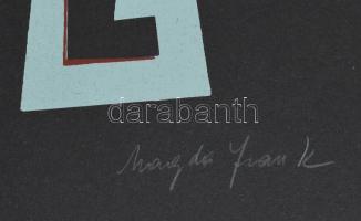 Frank Magda (1914-1997): Kompozíció. Szitanyomat, papír, jelzett, 34×23 cm