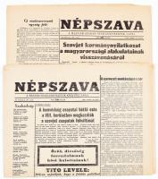 1956 Népszava 2 db száma a forradalom idejéből: 84. évf. 256. és 257. sz., 1956. okt. 30-31., 6 p. + 6 p.