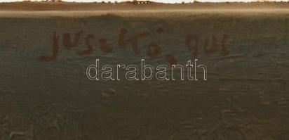 Juszkó Béla (1877-1969): Alföldi szélmalom, 1905. Olaj, vászon, jelzett, kissé sérült. 30x37 cm