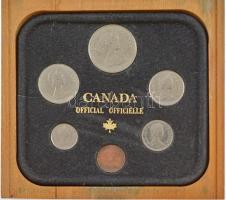 Kanada 1981. 1c-1$ (6xklf) forgalmi összeállítás az 1976-os olimpia alkalmából kiadott, kopottas, sérült dísztokban T:1-2 Canada 1981. 1 Cent - 1 Dollar (6xdiff) coin set in a worn, damaged 1976 Olympia case C:UNC-XF