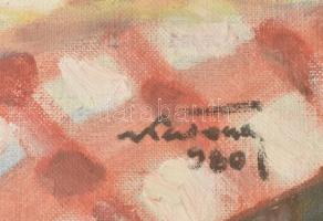 Katona Kiss Ferenc (1909-1995): Virágok, 1980. Olaj, vászon. Jelzett. Hátoldalán autográf felirattal...