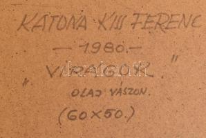Katona Kiss Ferenc (1909-1995): Virágok, 1980. Olaj, vászon. Jelzett. Hátoldalán autográf felirattal...