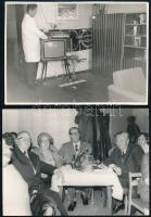 cca 1930-1980 Rachlovics Géza fűszer- és csemegekereskedővel kapcsolatos fotók, Romi Csemege nevű üzletének kirakta és belseje, az üzlet alkalmazottjai, stb., 12 db fotó, közte több feliratozva, vegyes méretben és állapotban