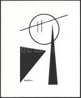 Kassák Lajos (1887-1967): Képarchitektúra. Szerigráfia, papír, jelzett a szerigráfián. Pesti Műhely kiadása, az 1981-ben megjelent 6 képarchitektúra mappából. Lapméret: 35x28,5 cm.
