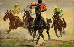 Horse racing, jockeys. K.V.B. Serie 8028.
