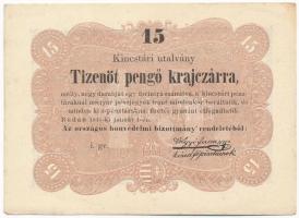 1849. 15kr Kossuth bankó i.ge. halvány nyomat T:II kis folt Adamo G102
